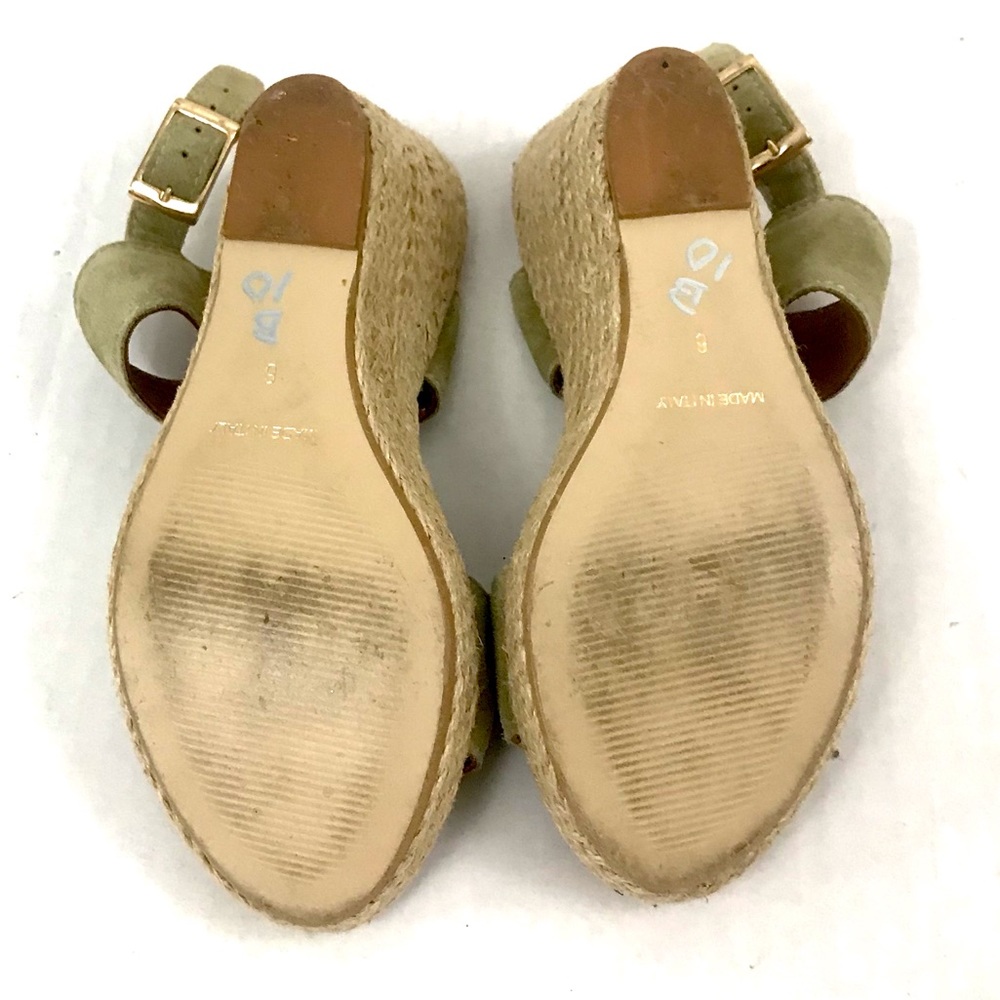 Garnet Hill Sage Green Suede Wedge Sandals - Picture 6 of 7